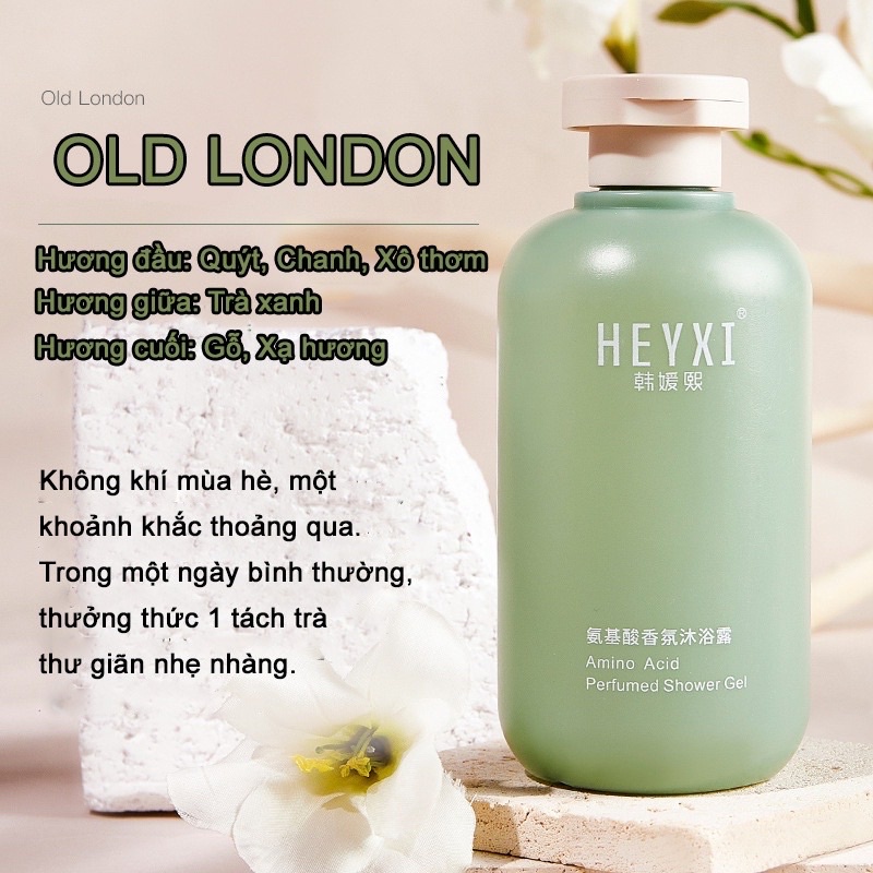 Sữa tắm nước hoa nam nữ Heyxi sạch sâu cho da mụn da khô 300ml nội địa Trung ST01