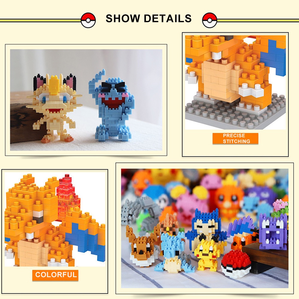 Đồ chơi lắp ghép BP MART hình Pokemon nhiều mẫu tùy chọn cho bé trai