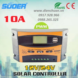 Bộ điều khiể sạc pin năng lượng mặt trời 10A 12V-24V Suoer ST-C1210