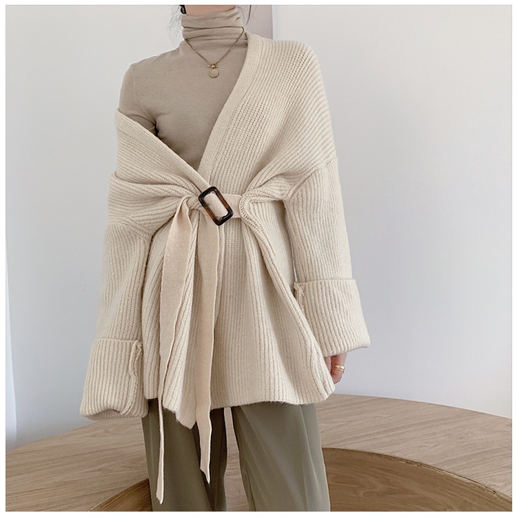 SET ÁO KHOÁC CARDIGAN LEN CÓ ĐAI+ VÁY LEN 2 DÂY  MÃ K99693