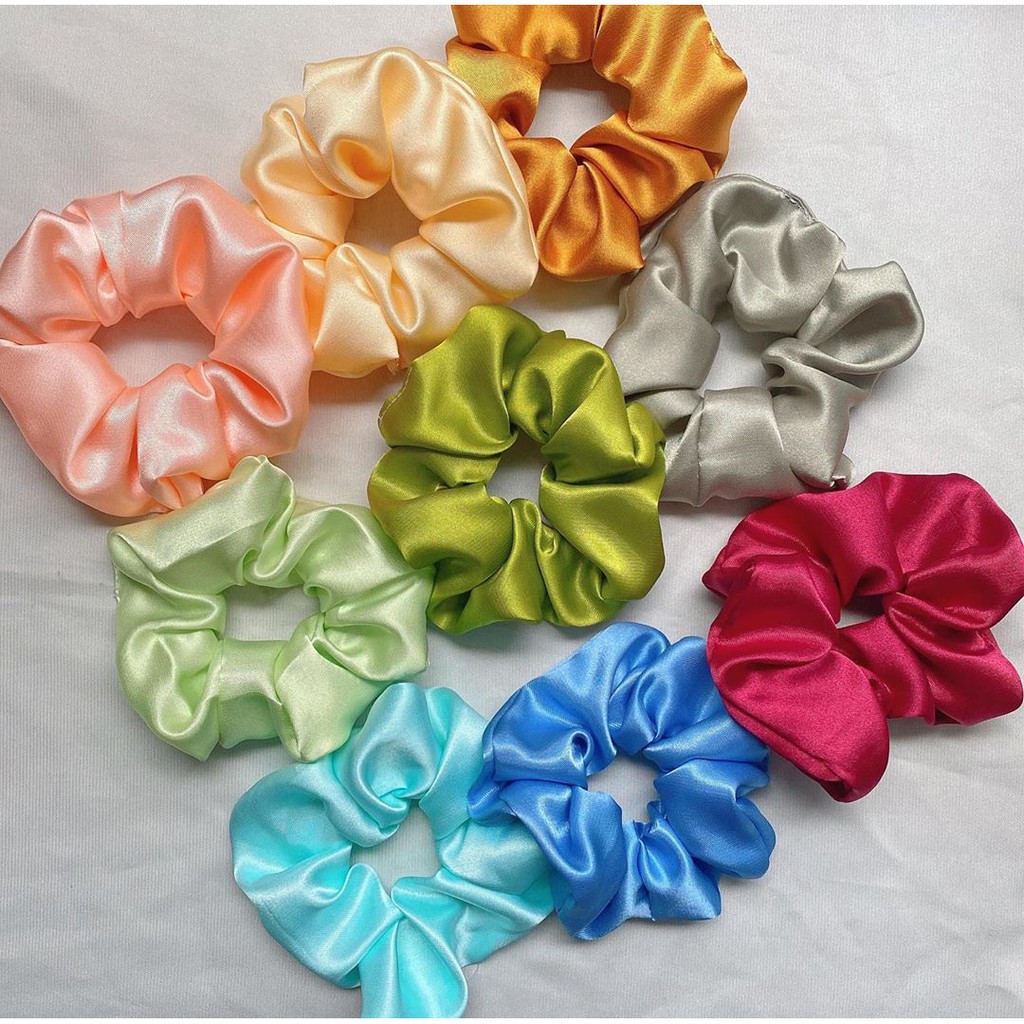 [Có Sỉ] Dây Buộc Tóc Scunchies Vải Phi Bóng (Satin) Màu Trơn Thanh Lịch Siêu Hot