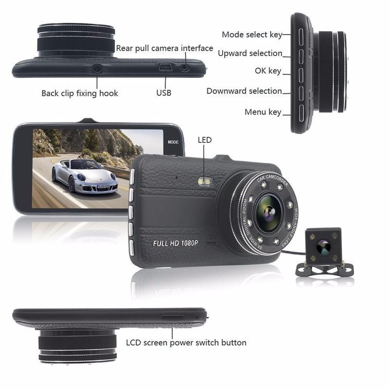 Camera Hành trình Ô TÔ Ontek Dashcam S14Full HD 1080P Trước sau - Tích hợp 8 đèn LED