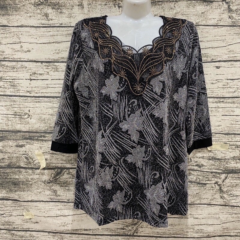 Áo Kiểu Nữ Trung Niên Chất Thun Nhũ Cao Cấp Free size 52-70Kg