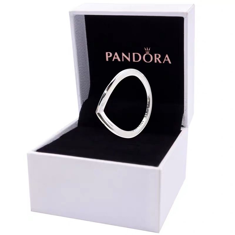 Nhẫn Đính Hôn Bạc 925 Hình Chữ V Đính Đá Pandora Thời Trang Cho Nữ