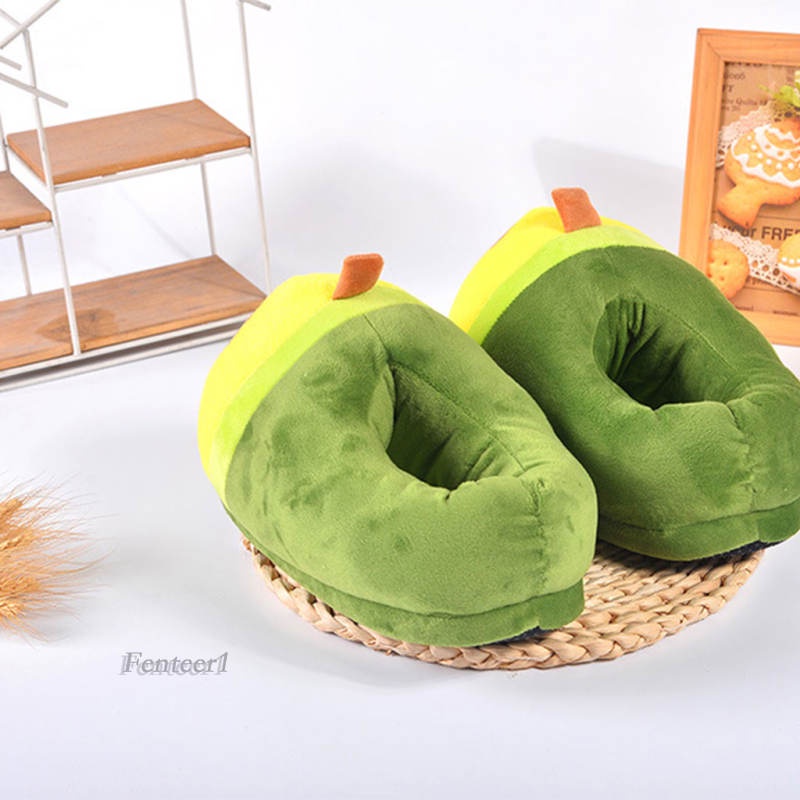 [Fenteer1] Dép Bông Đi Trong Nhà Hình Quả Bơ Ấm Áp Dễ Thương Cho Nữ