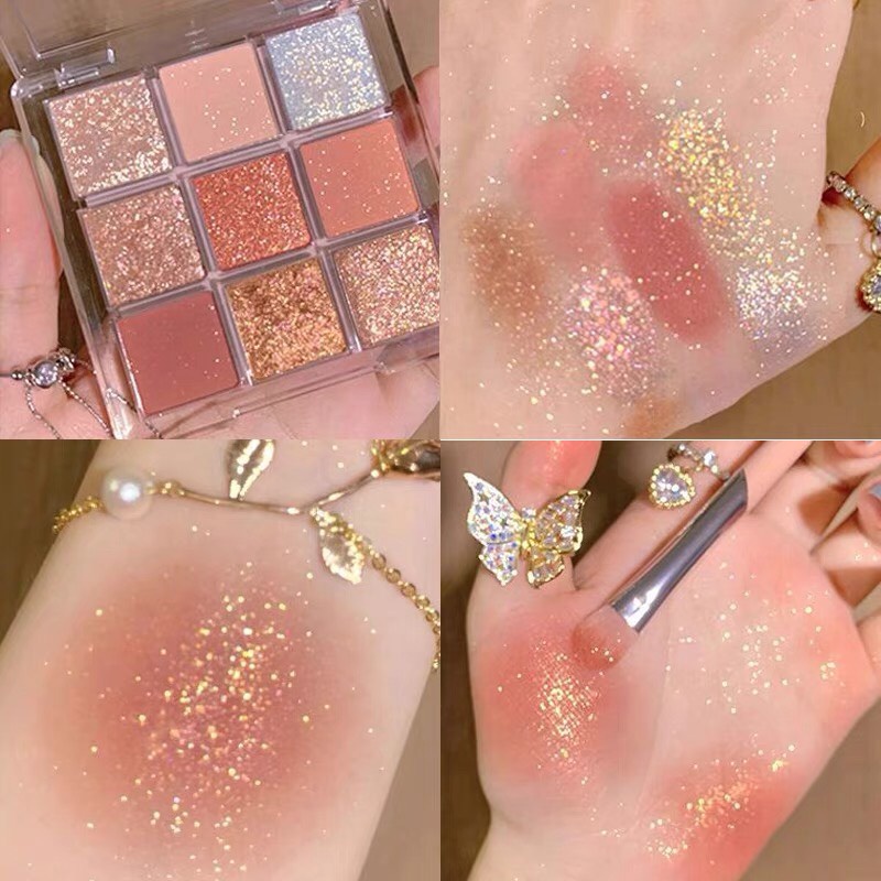 Bảng phấn mắt 9 ô màu nhũ bắt sáng DIKALU xinh xắn tiện lợi Coco Venus DIKA08 DIKA09