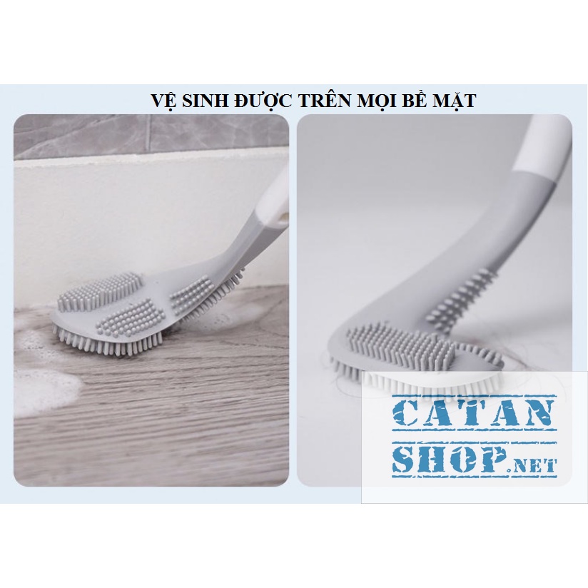 Chổi Cọ Nhà Vệ Sinh, Cây Cọ Toilet Bồn Cầu Bằng SiliCon tặng kèm móc Dán Tường siêu tiện lợi GD539-ChaToilet-Sili