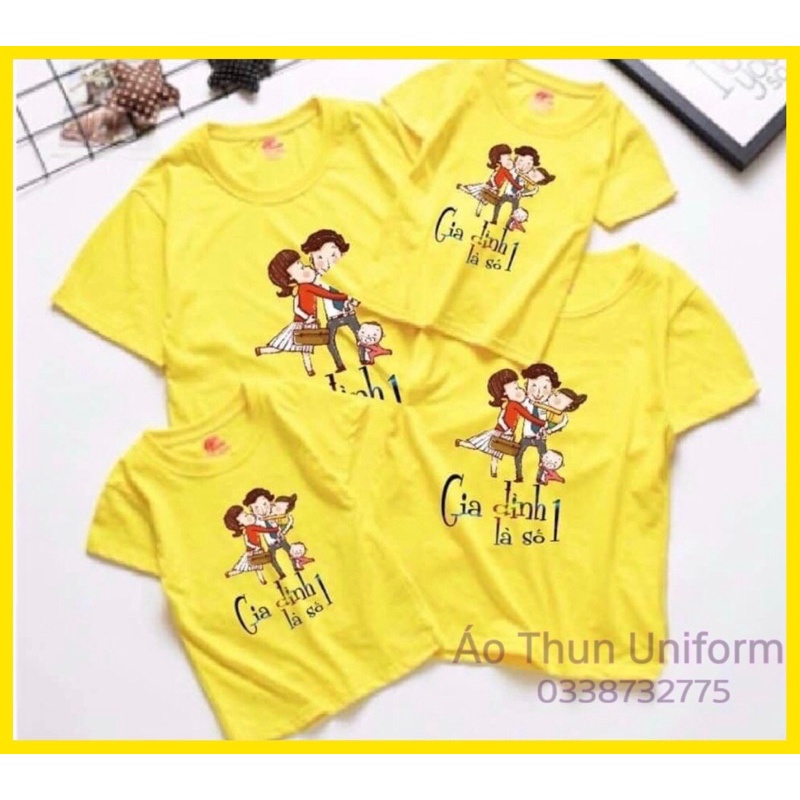 Áo Thun Gia Đình 3/4/5 người In hình meme Gia đình là số 1 thun cotton co giãn dày dặn đủ màu