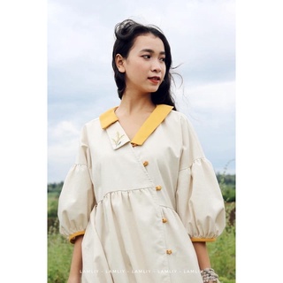 Đầm babydoll thêu tay linen