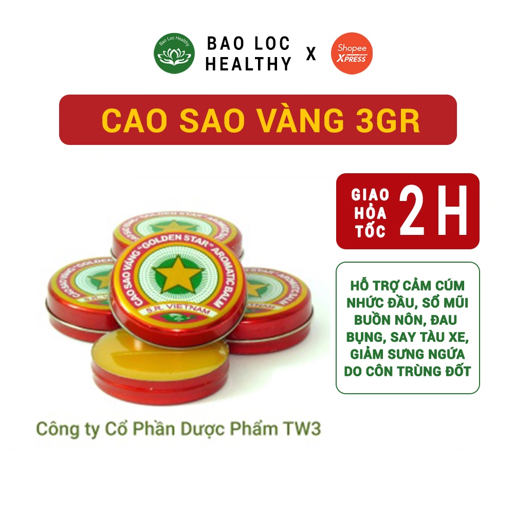 Cao Sao Vàng Cao Xoa Nhức Đầu - Sổ Mũi – Côn Trùng Đốt 3g/hộp (Dầu cù là)