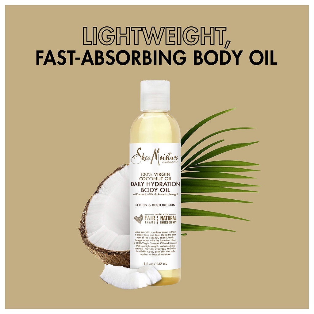 Bill US - Dầu dưỡng cơ thể SheaMoisture Shea Moisture Coconut &amp; Hibiscus Bath, Body &amp; Massage Oil 236ml