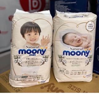 Tã Bỉm MOONY NATURAL Nội Địa Nhật dán/quần NB63/S58/M46/L36/XL32