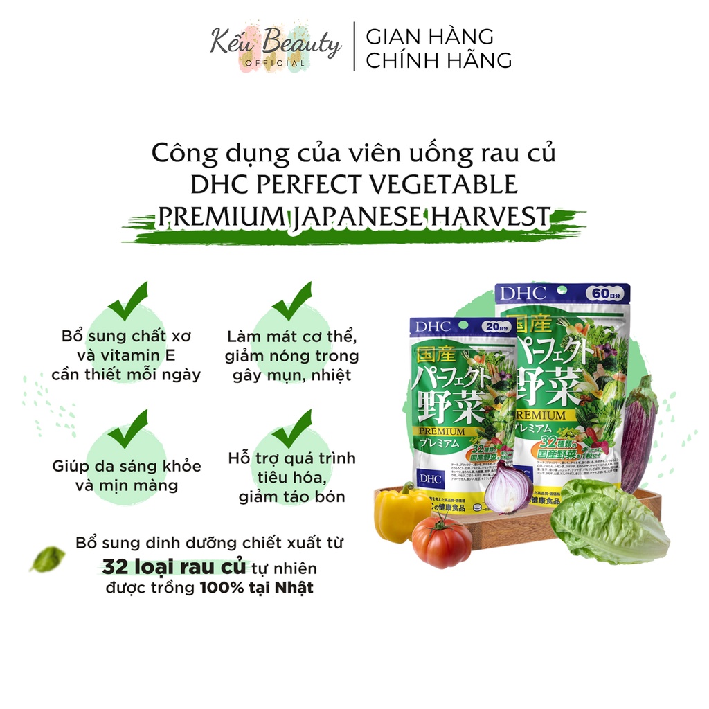 Viên Uống DHC Bổ Sung Vitamin Nhật Bản 30 ngày Vitamin C,B,E,Biotin, Rau Củ, Kẽm, Collagen, Khoáng, Trắng Da, Thon Đùi