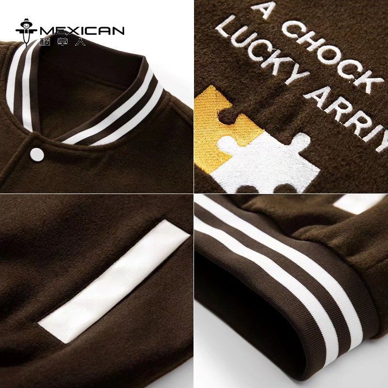 Áo Khoác Bóng Chày Thể Thao Dáng Rộng Màu Tương Phản Thời Trang Cho Nam