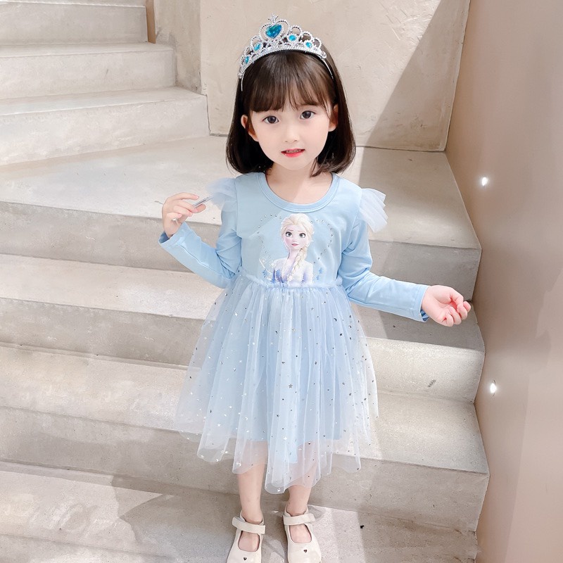 VA01 Váy Elsa  cho bé gái dễ thương,  đầm công chúa Elsa dài tay