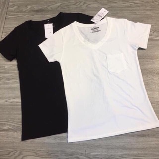 Áo thun cổ tim Pull&bear chất đẹp, dáng basic - kèm clip ảnh thật
