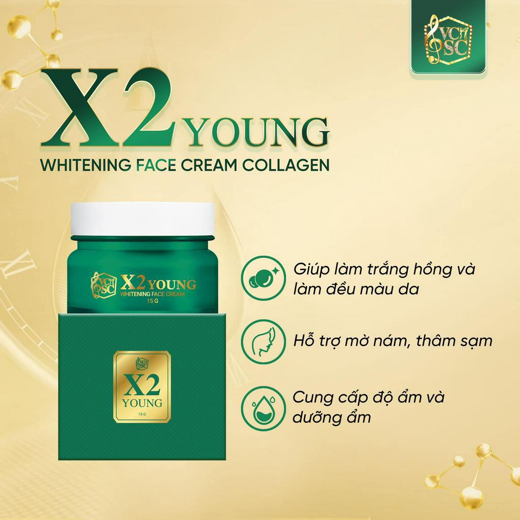 Kem Dưỡng X2 VCSC - Loại 15g, dưỡng trắng, mờ thâm sạm