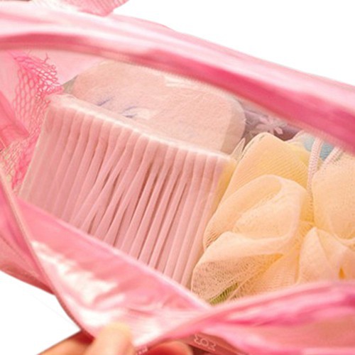 Túi mỹ phẩm trong suốt hoạ tiết hoa lá chống thấm nước