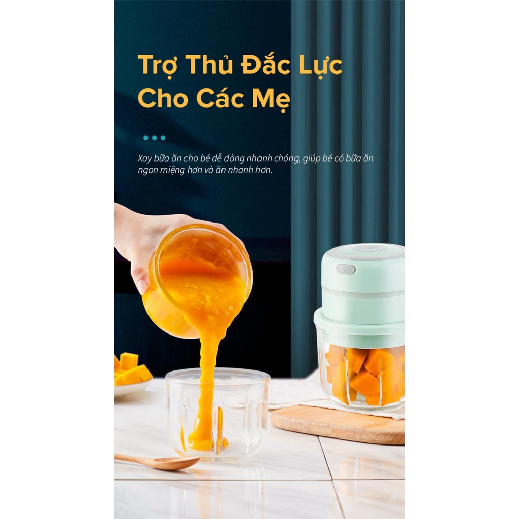 Máy xay tỏi ớt mini đa năng TSUKI - Xay gia vị, đồ ăn dặm cho bé, bảo hành 12 tháng
