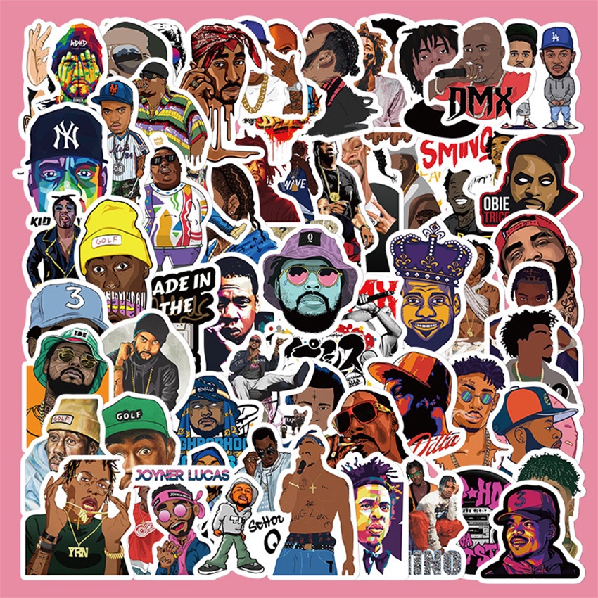 ❉ Sticker Dán Trang Trí Dòng Rap &amp; West Coast Rap 01 Chất Lượng Cao ❉ Bộ 64 Hình Dán Chống Thấm Nước Thời Trang