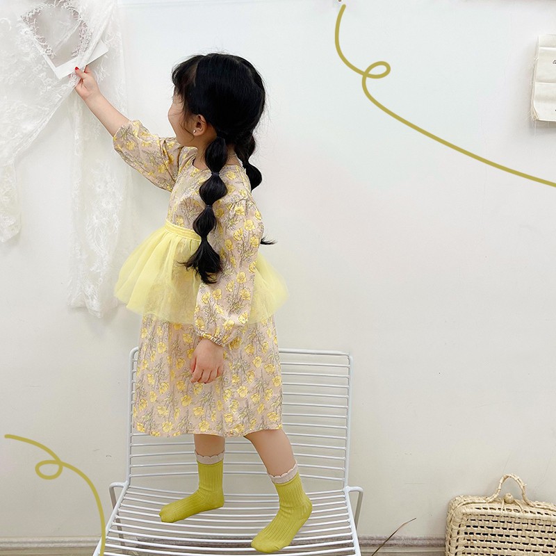 Set 3 Đôi Vớ Cotton Phối Ren Nhiều Màu Sắc Phong Cách Hàn Quốc Cho Bé Gái