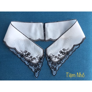 Cổ voan thêu, 2 lá cổ