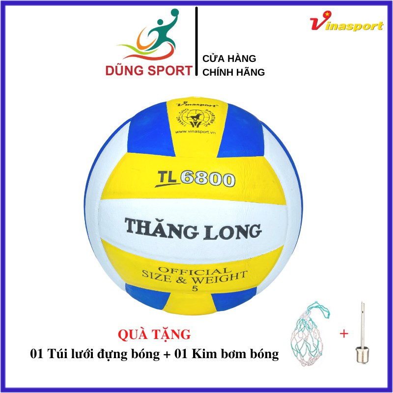 Bóng chuyền Thăng Long da Hàn Quốc PU6800 / tặng kèm túi lưới đựng bóng và kim bơm tiêu chuẩn