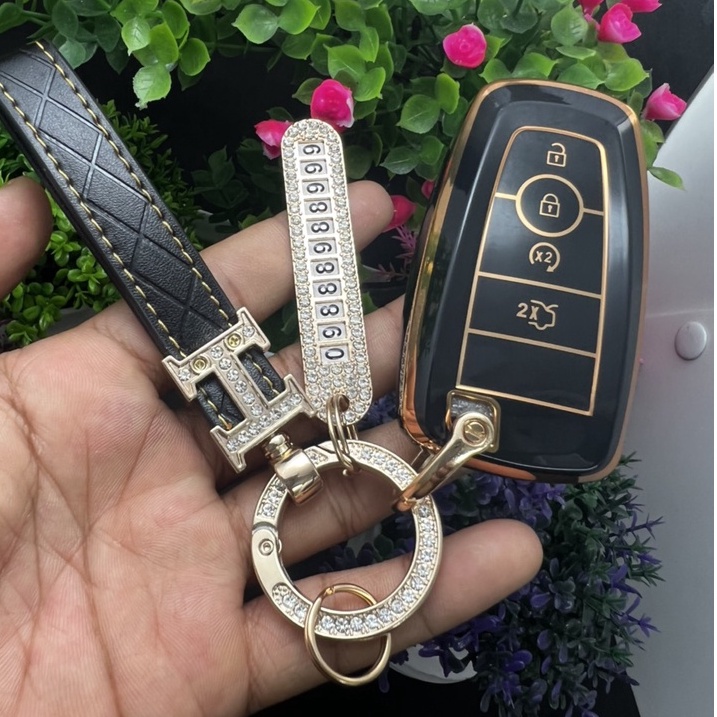 Bọc Chìa Khóa Đen vàng Ô Tô Ford Explorer 4 Nút