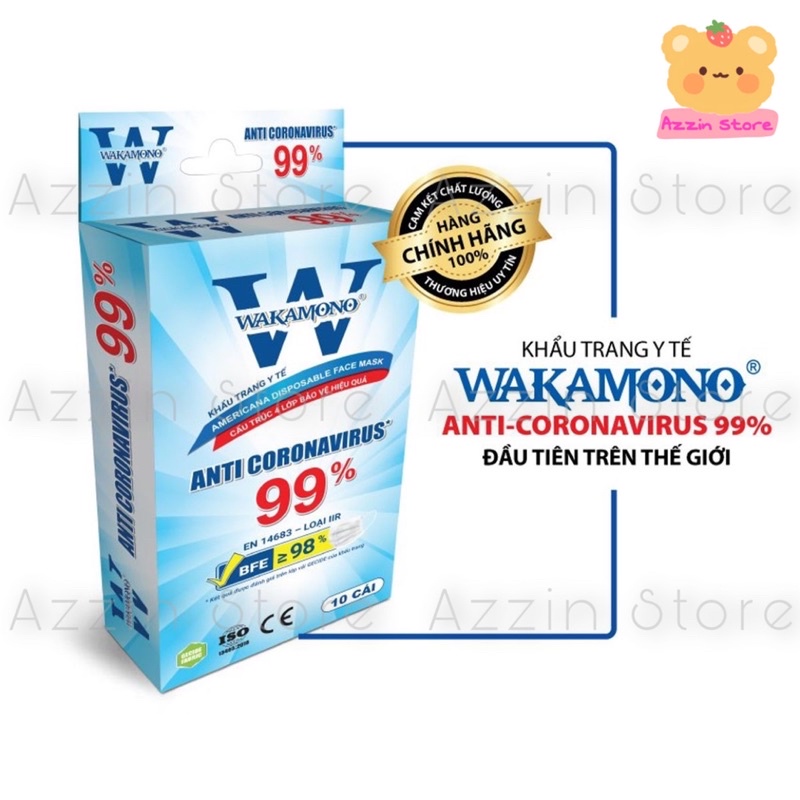 KHẨU TRANG WAKAMONO DIỆT 99% VIRUS NCOV (4 LỚP, HỘP 10 CÁI)