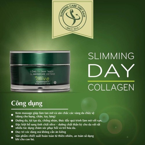 Kem Tan Mỡ Bụng Slimming Day Collagen Olive Thế Hệ Mới An Toàn cho Mẹ sau sinh cho con bú