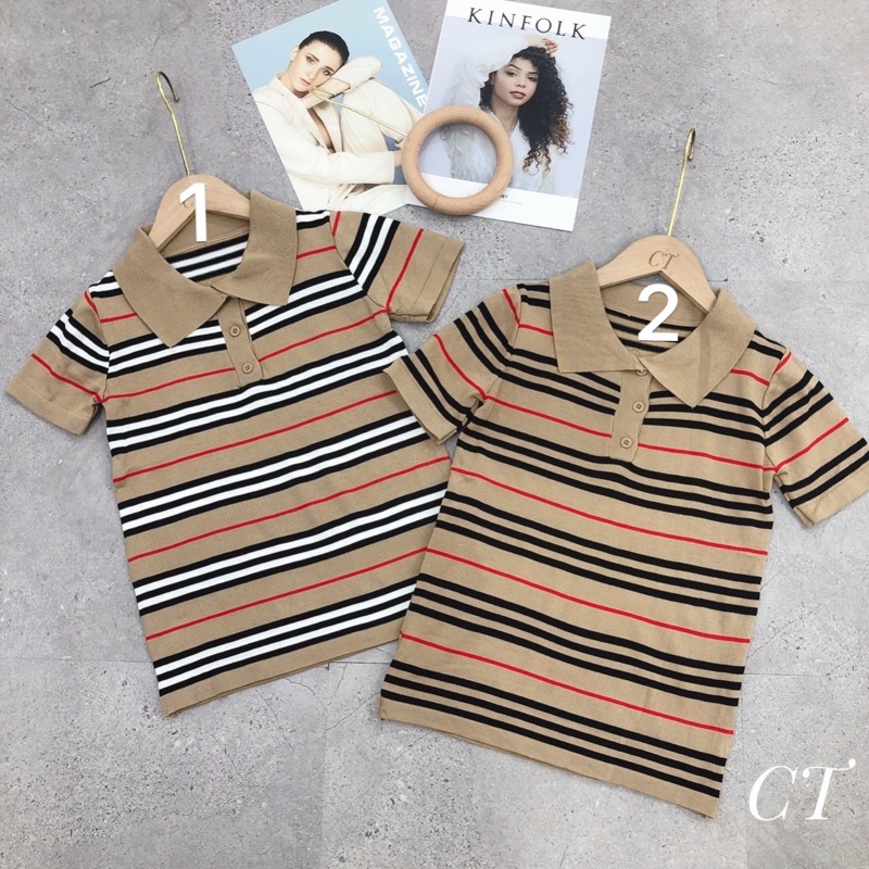 ÁO LEN KẺ B..B.R CỔ BẺ HÀNG QUẢNG CHÂU