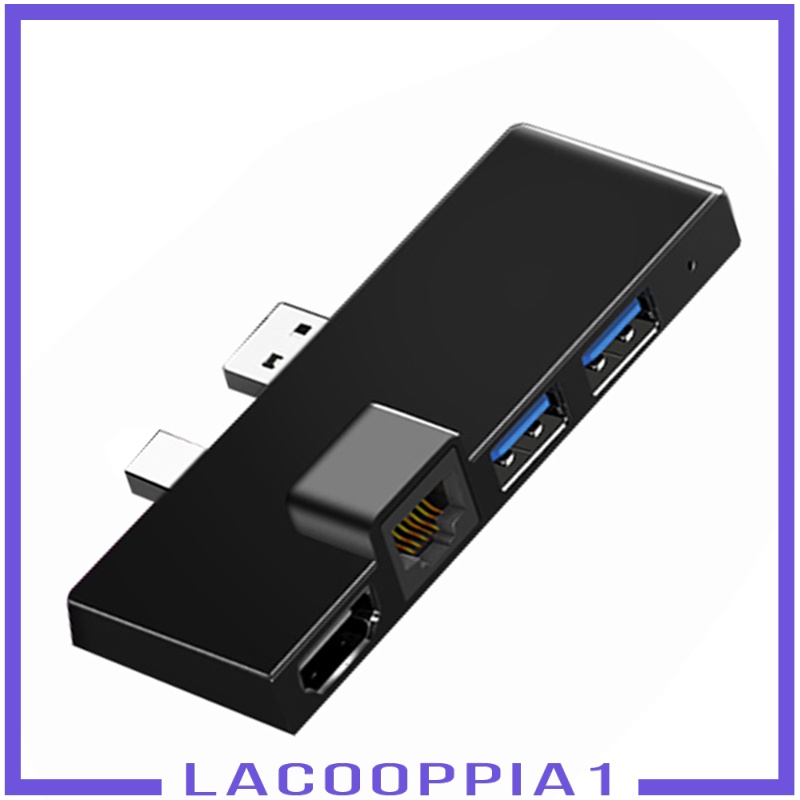 [LACOOPPIA1] 6 in 1 Multiport Adapter with 4K HDMI, Ethernet, 2 USB Ports, SD/TF Cards Reader for Surface Pro 4/5/6 HUB Splitter