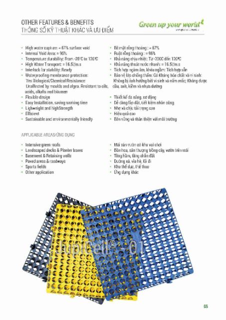 [1m2] VỈ THOÁT NƯỚC NGẦM JupiCell-01: Chuyên dùng thoát nước bồn cây trông, vườn trên mái.