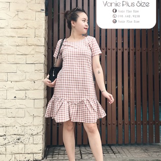 BIGSIZE - Đầm suông caro chân bèo