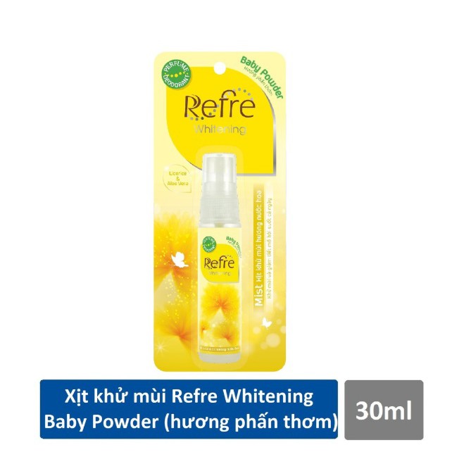 Xịt khử mùi dưỡng trắng hương nước hoa Refre 30ml