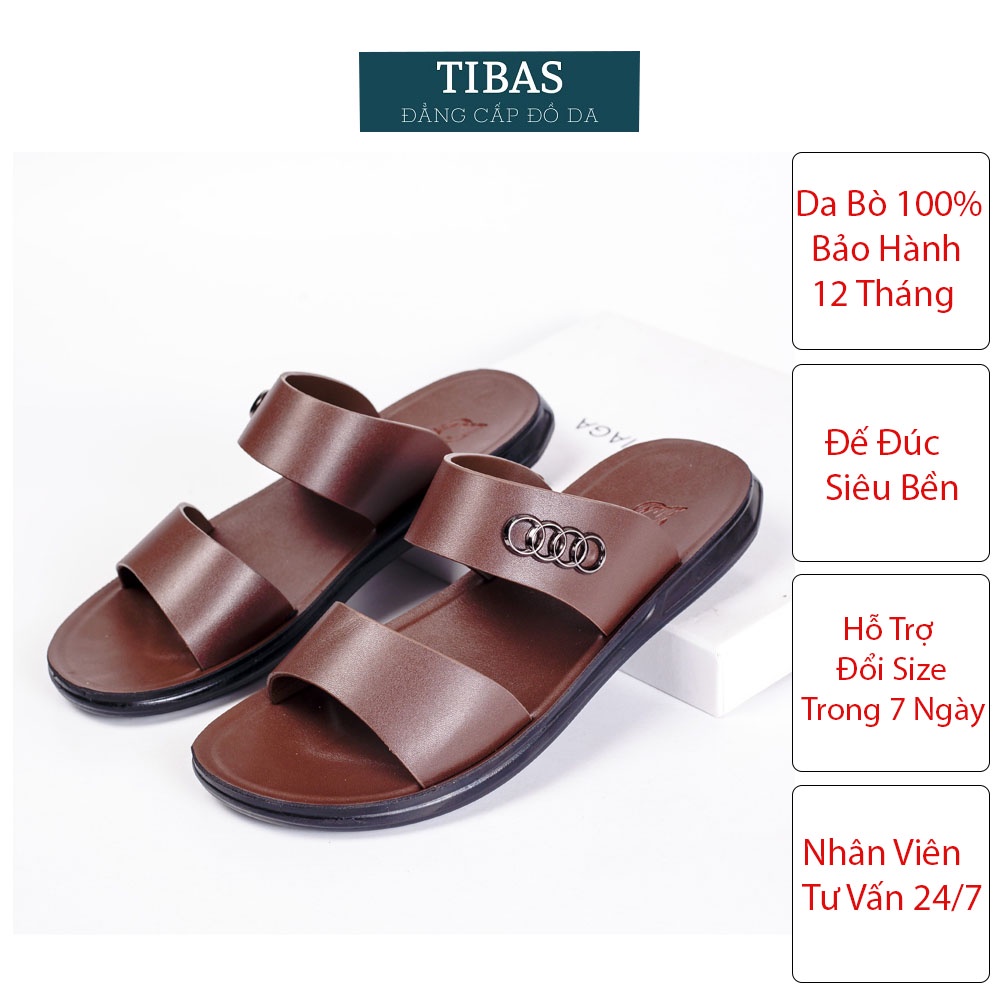 Dép Quai Ngang Đế Đúc Cao Cấp TIBAS, Dép Da Nam Cao Cấp