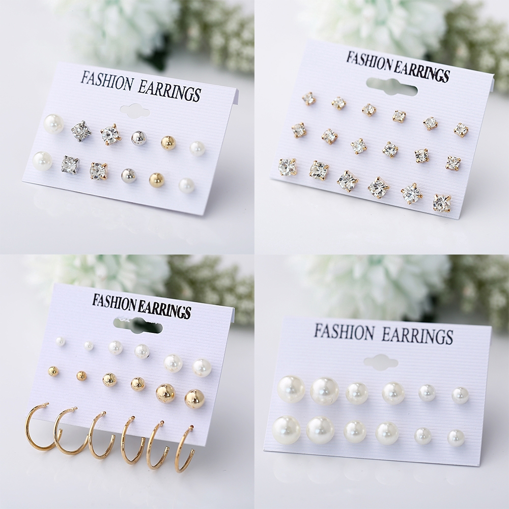 Khuyên tai AY đính đá giả thời trang cho nữ