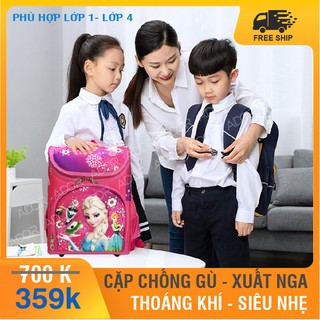 [Cặp Tiểu Học Bán Trú- SIÊU RỘNG] Cặp Chống Gù Xuất Nga -Nhẹ 560g -Đựng được nhiều sách vở- Tặng Bình Nước ADOR MART
