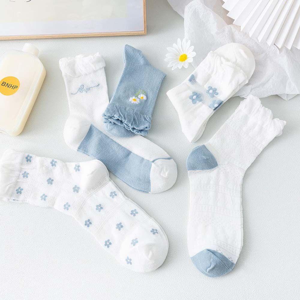 Đôi Vớ Cotton Phối Lưới Xuyên Thấu Phong Cách Hàn Quốc Cho Nữ