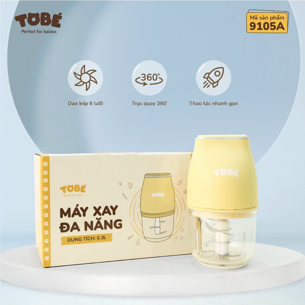 Máy xay đa năng cao cấp Tobe cối thủy tinh xay thịt, rau quả, đánh trứng, đồ ăn dặm cho bé