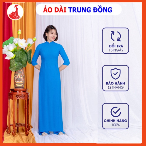 Áo dài trơn cổ cao 2.5cm chất liệu vài Tằm ý mặc lên suông min | Áo dài Trung Đồng