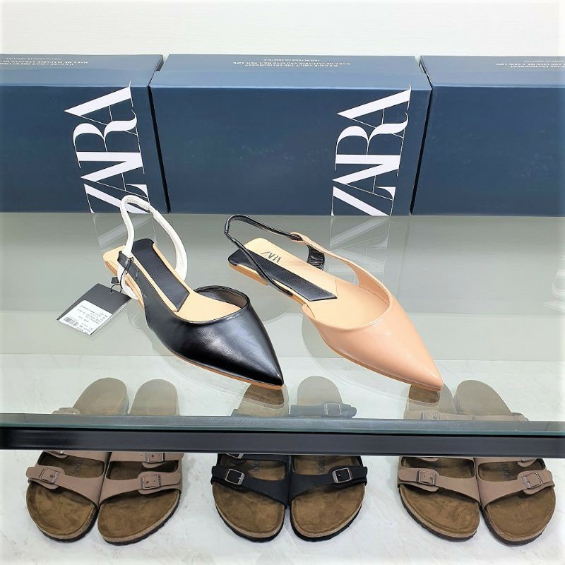 ZARA Giày xăng đan nữ đế bệt quai ngang thời trang