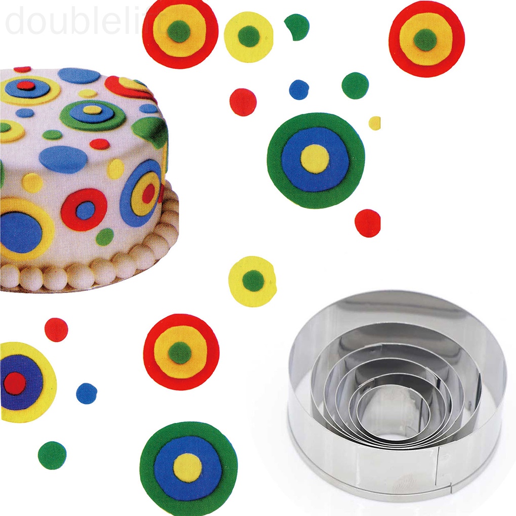 Set 6 Khuôn Cắt Bánh Hình Tròn Chất Liệu Thép Không Gỉ Tiện Dụng