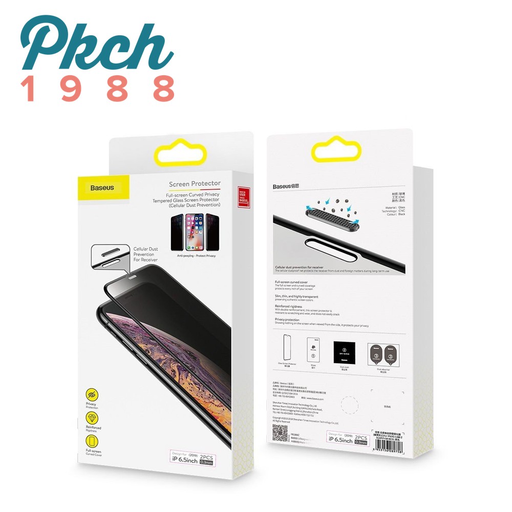 Kính cường lực chống nhìn trộm, chống bụi màn loa CHÍNH HÃNG BASEUS cho iPhone X đến ProMax
