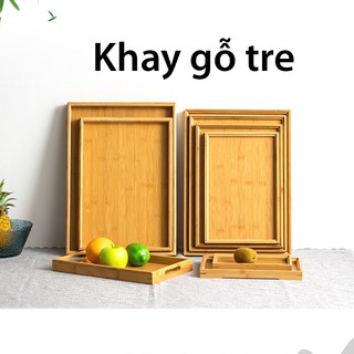 Khay đựng trà bằng gỗ tre kháng khuẩn hình chữ nhật, hình vuông [KHUYẾN MẠI]