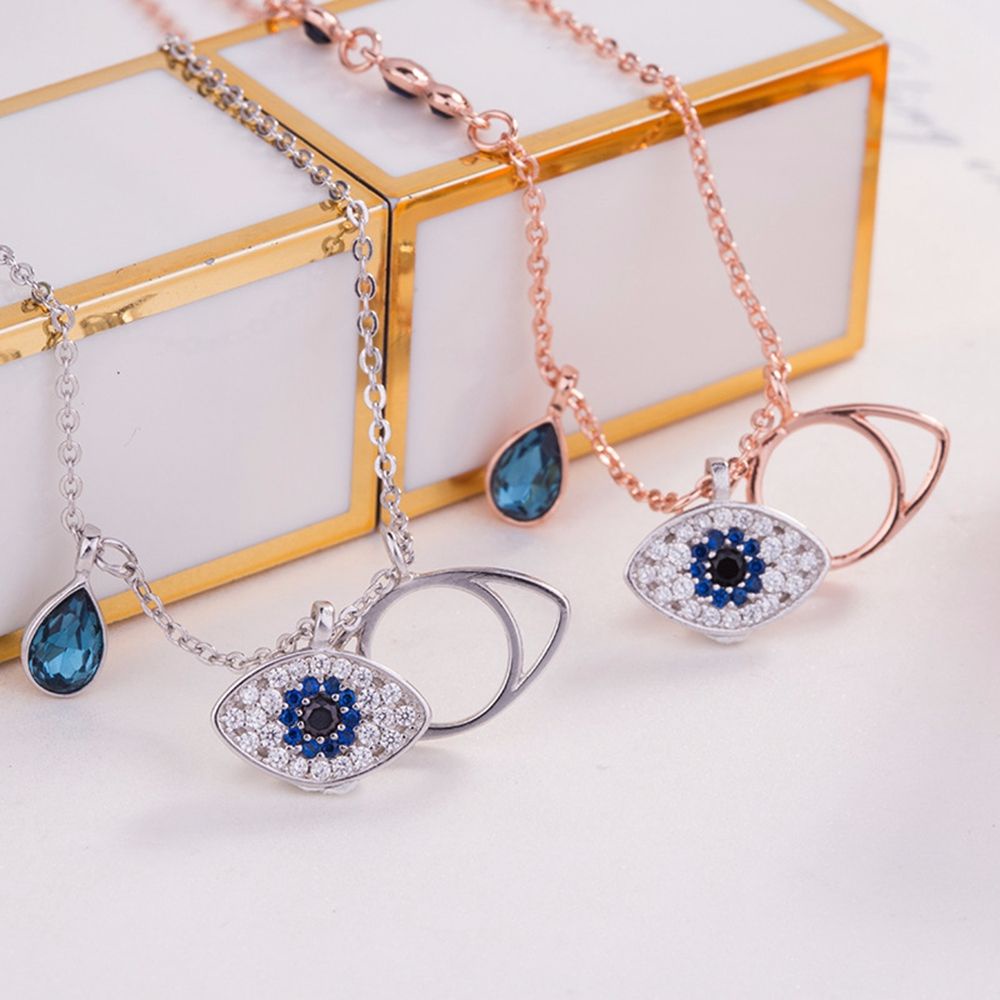Aubrey Vòng cổ Mặt Hình Con Mắt Đính Kim Cương Giả Nhiều Màu Phong Cách Hàn Quốc Cổ Điển Cho Nữ