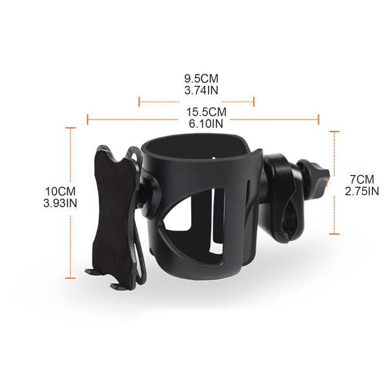 Giá Đỡ Điện Thoại / Cốc Nước 2 Trong 1 Xoay 360 Độ Gắn Xe Đẩy Em Bé