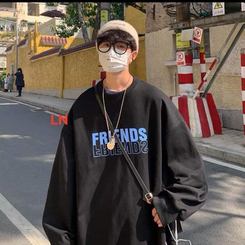 Áo Sweater Form Rộng Unisex Nam Nữ , Áo Thun Tay Dài Họa Tiết In Chữ FRIENDS Phong Cách Đường Phố HotTrend 2021