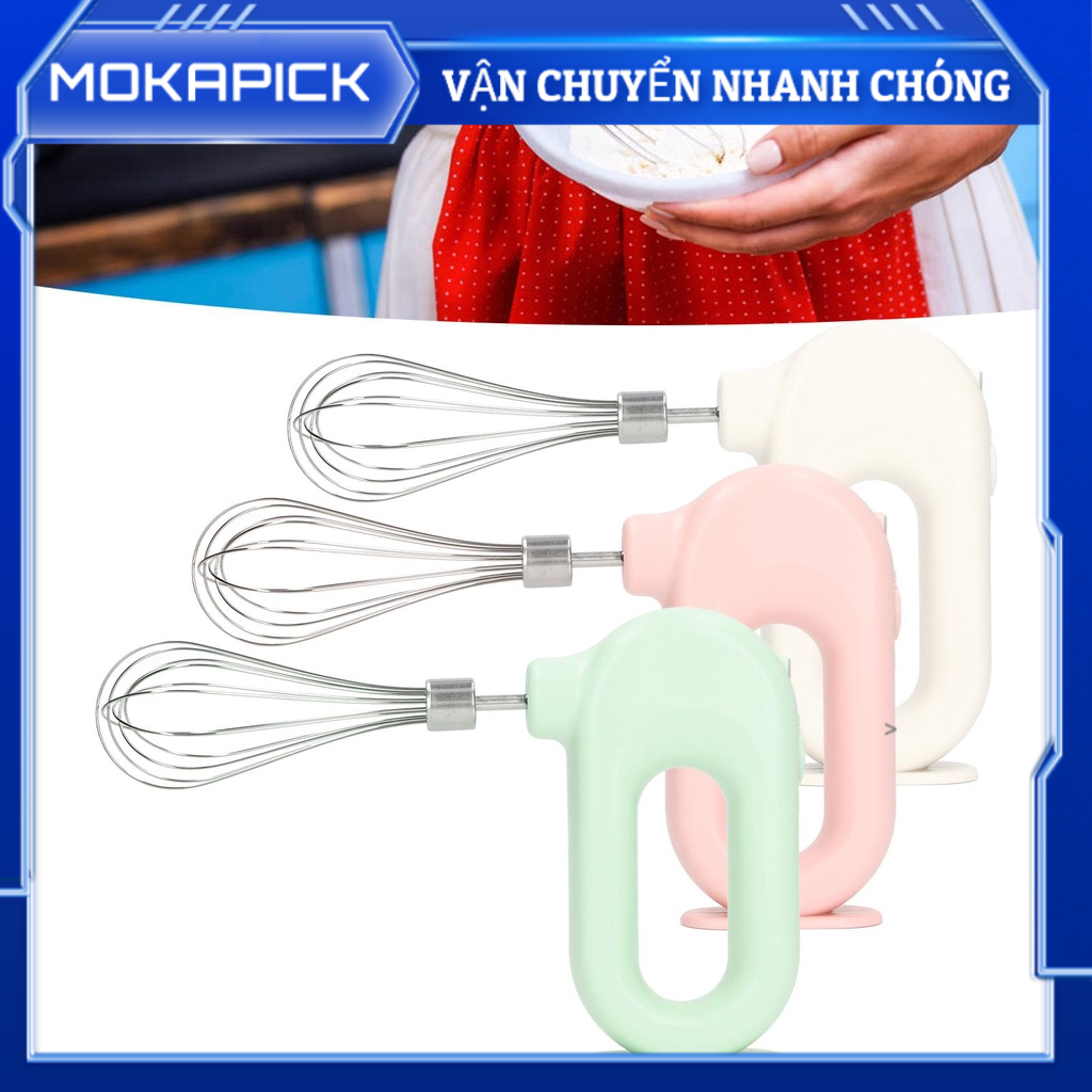 Mokapick Máy trộn cầm tay điện USB Sạc 4 mức điều chỉnh đánh trứng làm lạnh sữa cho nhà bếp