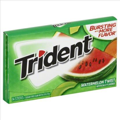 Kẹo singum Trident vị dưa hat1u không đường Mỹ,14 tép 1 thanh, chống sâu răng và thơm miệng